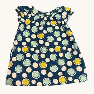 π Pre-loved Baby / toddler Dress Corduroy 12M Size Blue Dots Cute Soft Outfit